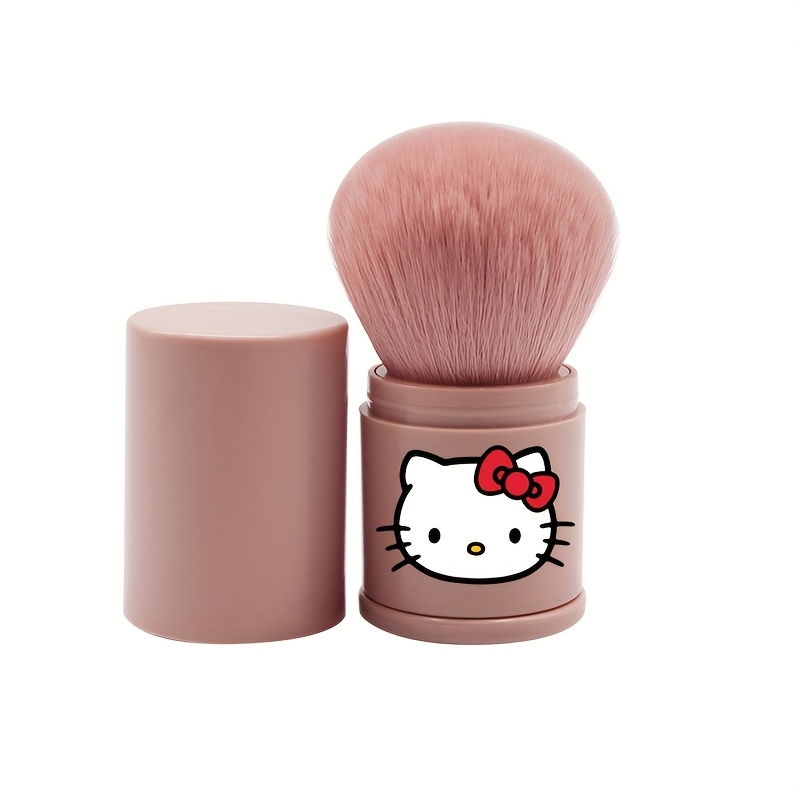 Hello Kitty Large Loose Powder Brush, Multi-functional Face Makeup Brush With Retractable Handle And Dust Cover, Loose Powder Brush, Blush Brush