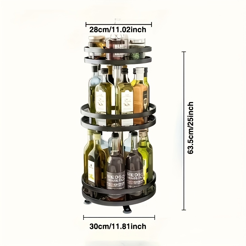 TEMU 3-tier Rotating Kitchen Spice Rack, Metal Turntable, Rotating Spice And Seasoning Storage Rack, Kitchen Spice Jar Organizer