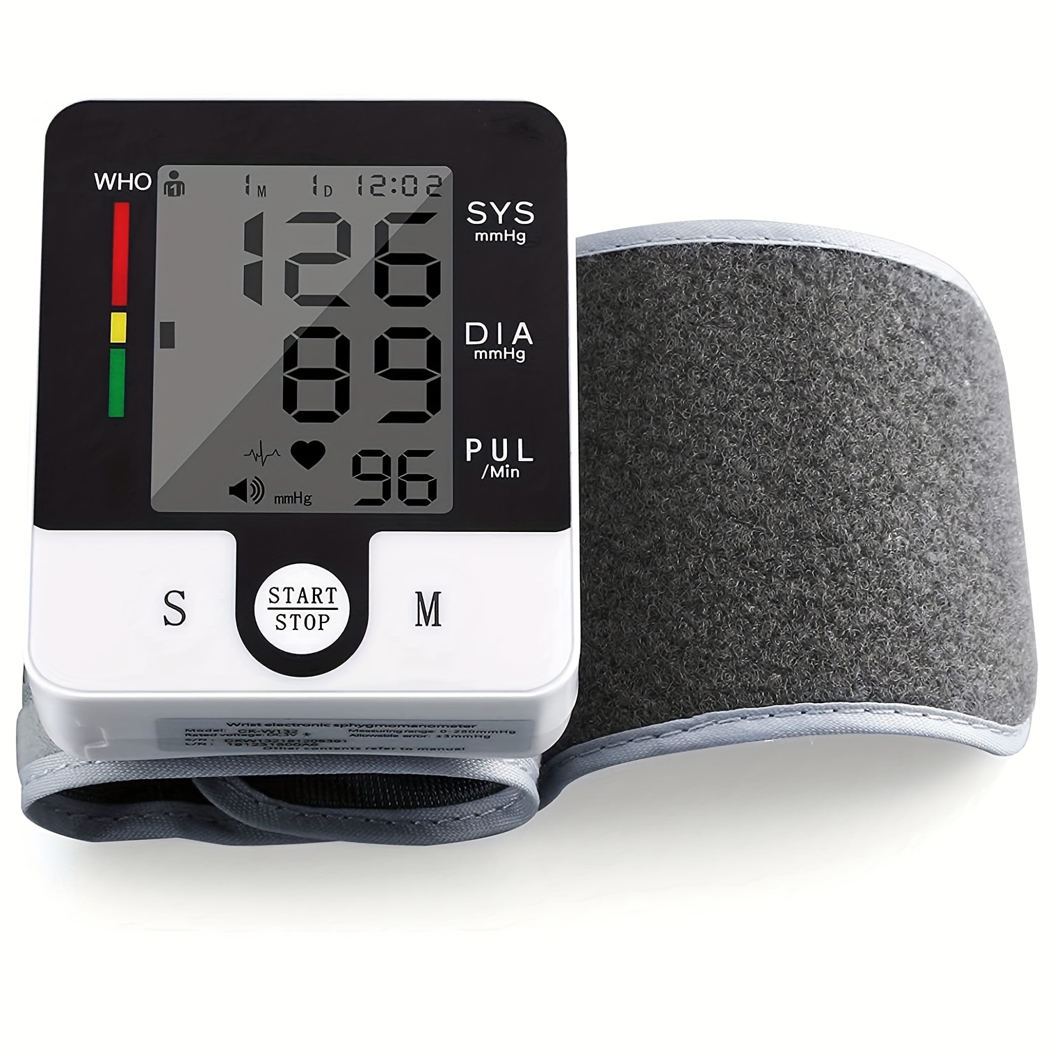 automatic wrist   with large lcd display battery operated adjustable cuff for home use digital   for adults white   measures   diastolic pressures   device sleek wristband design clear   Product details 1
