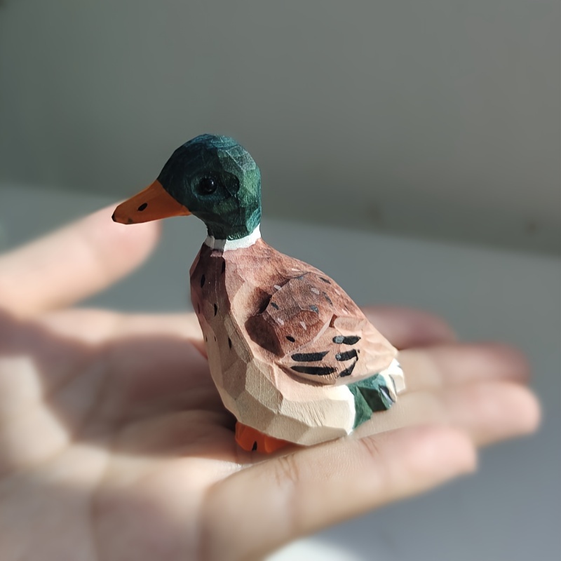 exquisite handcrafted   duck wood carving hand painted artwork animal statue ornament lifelike   figure home decor item festive gift a unique christmas   for bird lovers