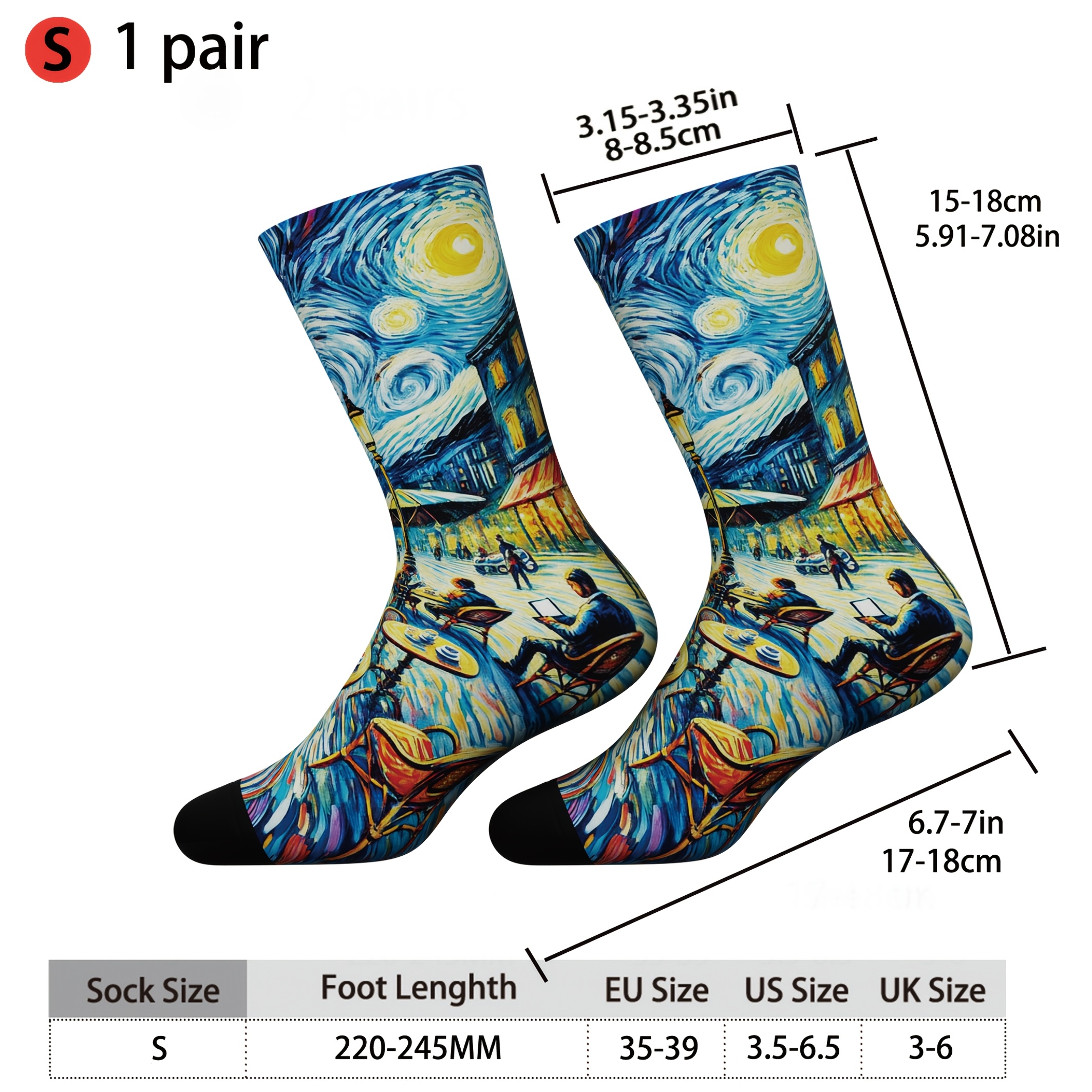 TEMU A Pair Of Unisex Mid-tube Versatile Sports Socks Print With Casual Afternoon Tea, Suitable For , Soft And Skin-friendly, Breathable And