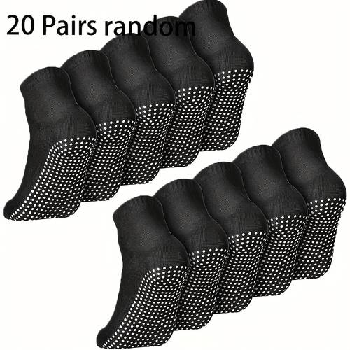20 pairs breathable mesh fitness socks moisture wicking non slip yoga socks with arch support for pilates running sports with white polka dots durable fabric