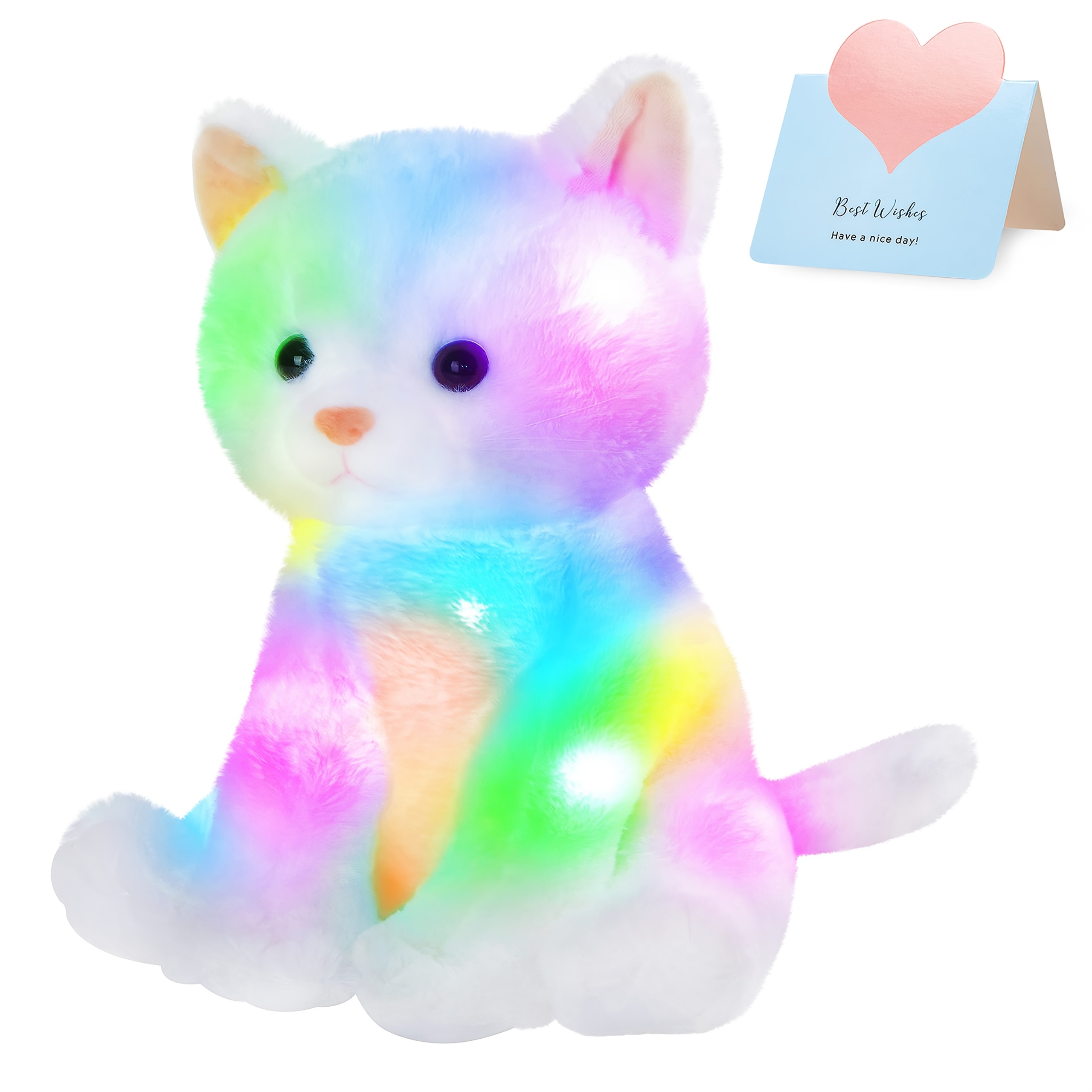 TEMU Peluche Lumineux, Jouet Chat en Peluche Doux et Adorable, Parfait pour Garçons et Filles, Cadeau d'Anniversaire, Cadeau de Fêtes, Poupée Chat