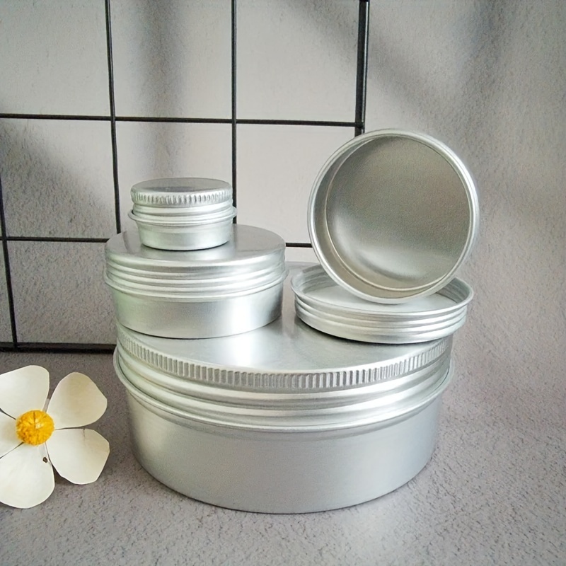 

5pcs Aluminum Cosmetic Jars With Screw Lids - Unscented, Metal Round Tin Can Containers For Creams And Cosmetics - Durable, Reusable