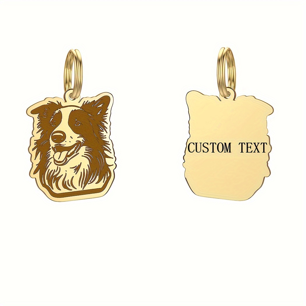 Personalized Custom Name Keyring Dog ID Tag, Stainless Steel Keychain