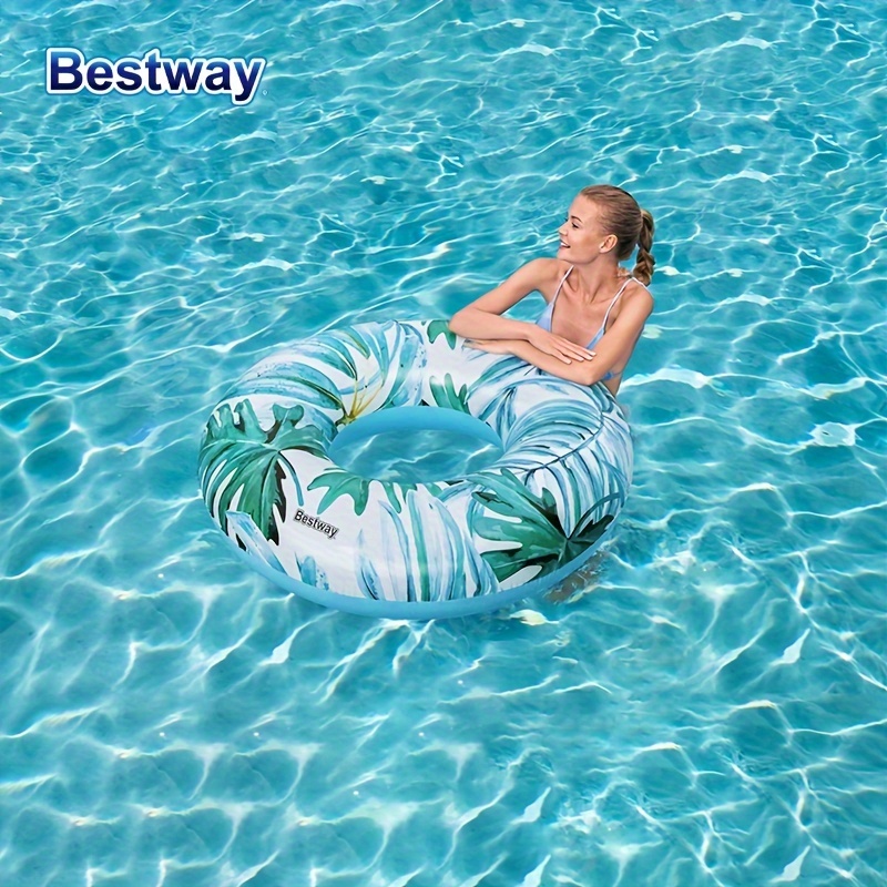 Saydy Swim Ring Floating Tube,inflatable Durable Round Shaped Furonghua Flower Floating Ring Summer Pool Beach Party Swimming Float Tube,water Fun Swi