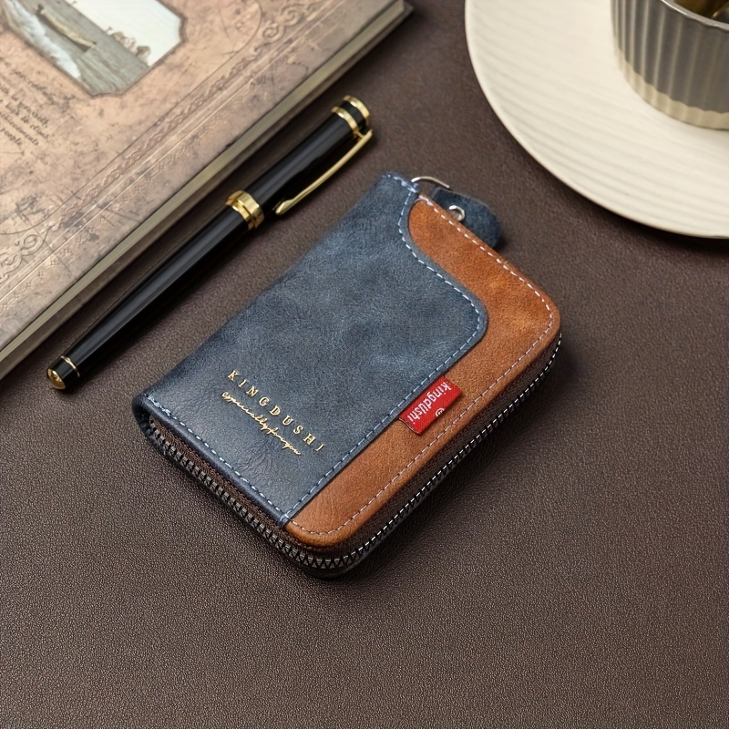 TEMU Vintage-inspired Wallet With Multiple Card Slots, Zippered Coin Purse & Credit Card Holder - Durable Faux Leather, Travel