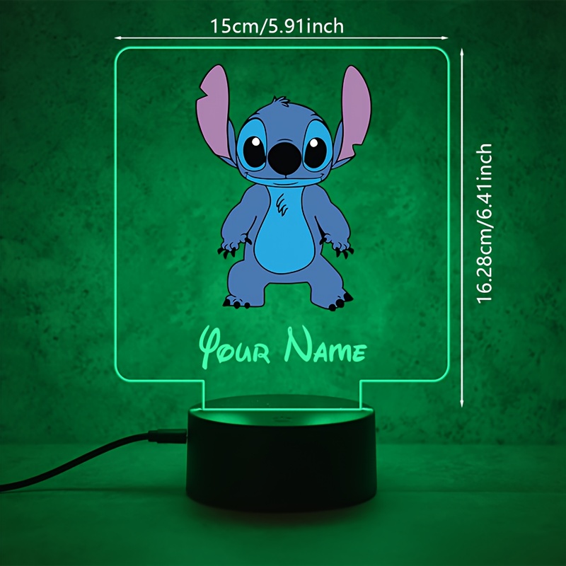 a personalized acrylic night light featuring a cute design of disneys   from     customizable with a name color changing led table lamp for     usb or batteries   a usb cable batteries not included suitable for decorating bedrooms living rooms and other spaces Product details 2