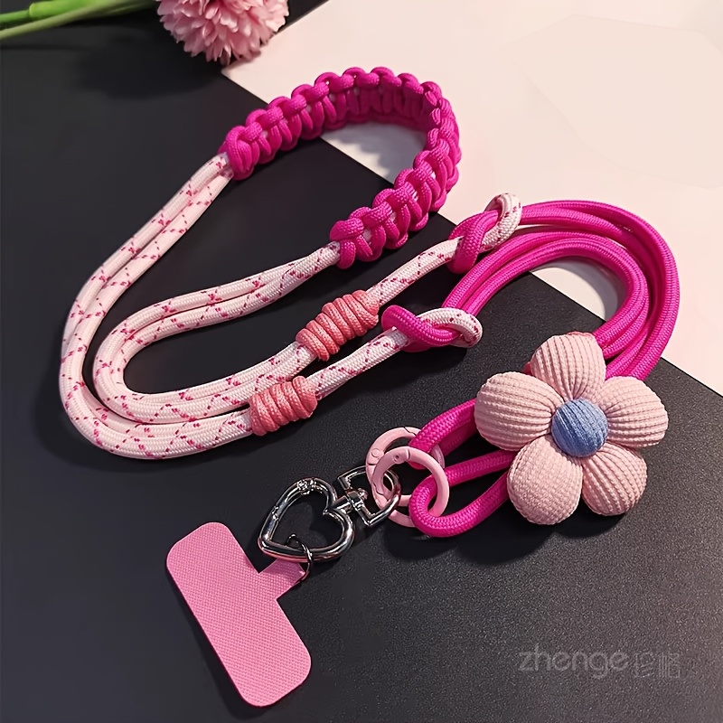 TEMU Phone Lanyard Body Long Strap Floral 3-in-1 Phone Lanyard, Detachable Cord, Anti-loss Hanging Rope For Outdoor Travel