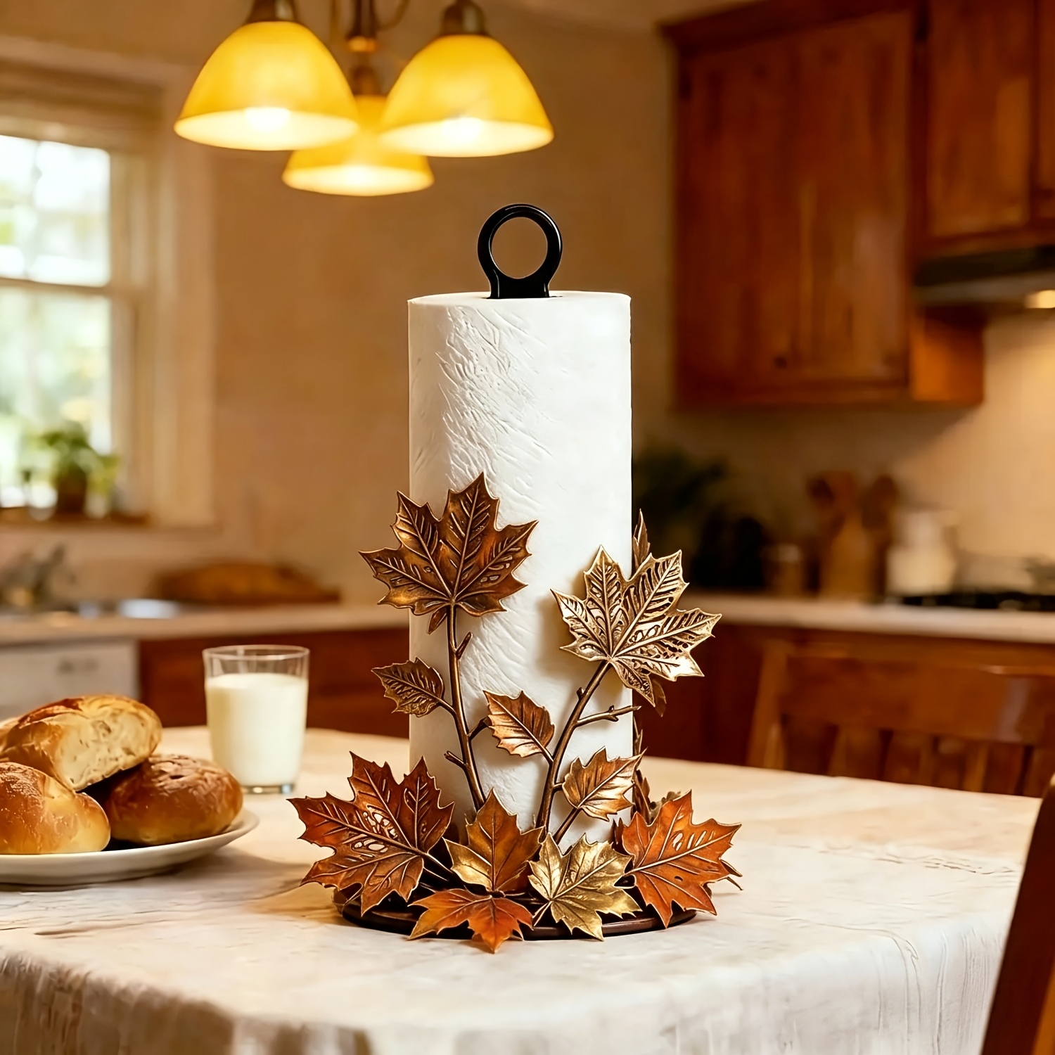 TEMU Kitchen Paper Towel Holder - 1pc Rustic Vintage Maple Kitchen Tissue Holder, Fun Desktop Countertop Roll Paper Holder For Display And Storage,