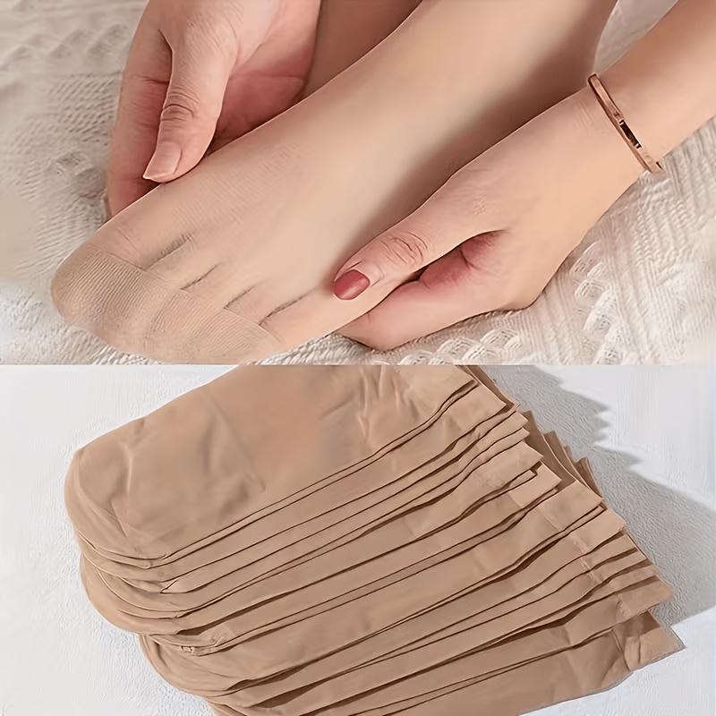 10-pair Women's Elegant Sheer Socks – Breathable Stretchy Mid-calf Socks, Polyester, Transparent Material, Stocking Style