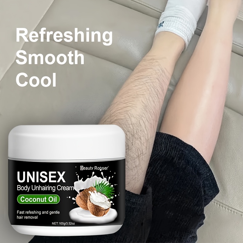 100g Refreshing and Fast Hair Removal Cream, Gentle Easy to Remove Hair, Non-irritating, for Armpits, Hands and Legs Hair Removal. Contains Coconut Oil and Mint, Fast Depilatory Cream Suitable for All Skin Types.