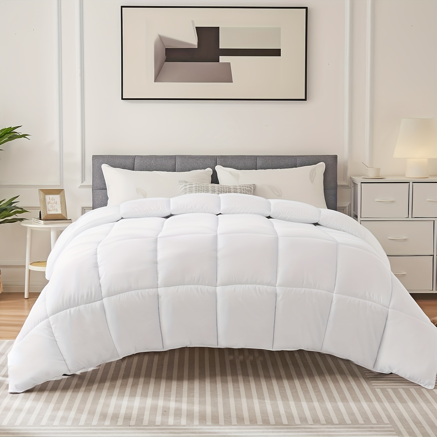 TEMU 1pc Hotel-style Premium Quilt, Soft And Comfortable, Thick And Suitable For . A Warm And Comfortable Bedding Quilt For Autumn And Winter,