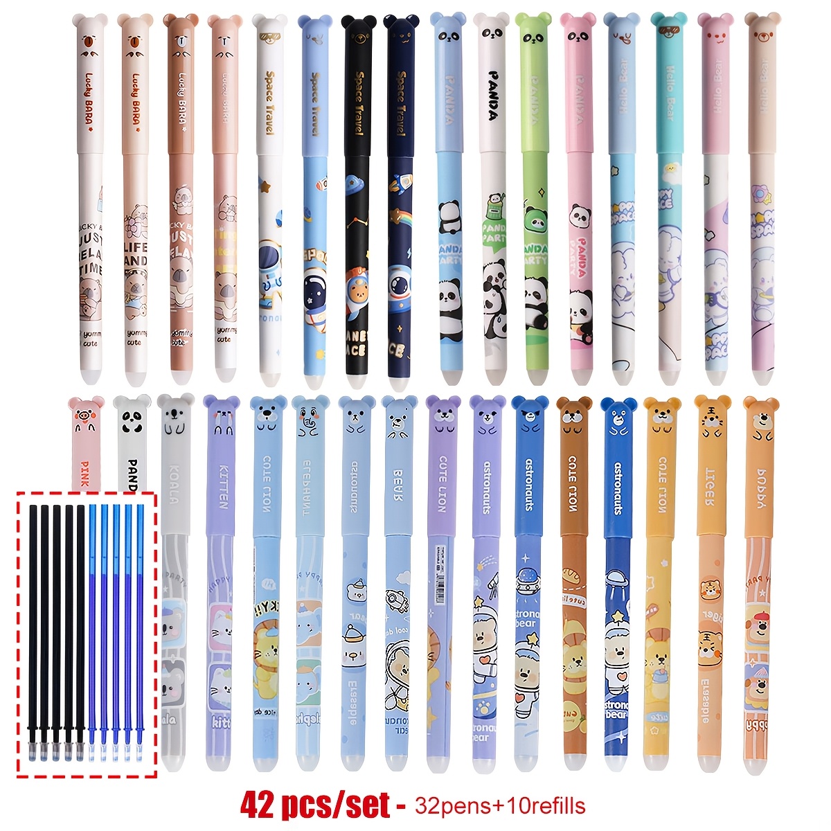 Image of 42pcs Erasable Gel Pens Set Including 10 Pen Refills, Easy To Erase, Suitable For Daily Writing, Note Taking, Office Staff, Writing Stationery, And Essential School Supplies