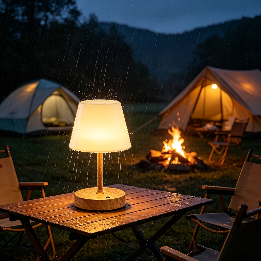 TEMU Shower Lamp Waterproof, Rechargeable Outdoor Battery Operated Table Lamp, Touch Desk Lamp Dimmable Led Night Light For Bathroom Patio Home, Ip54