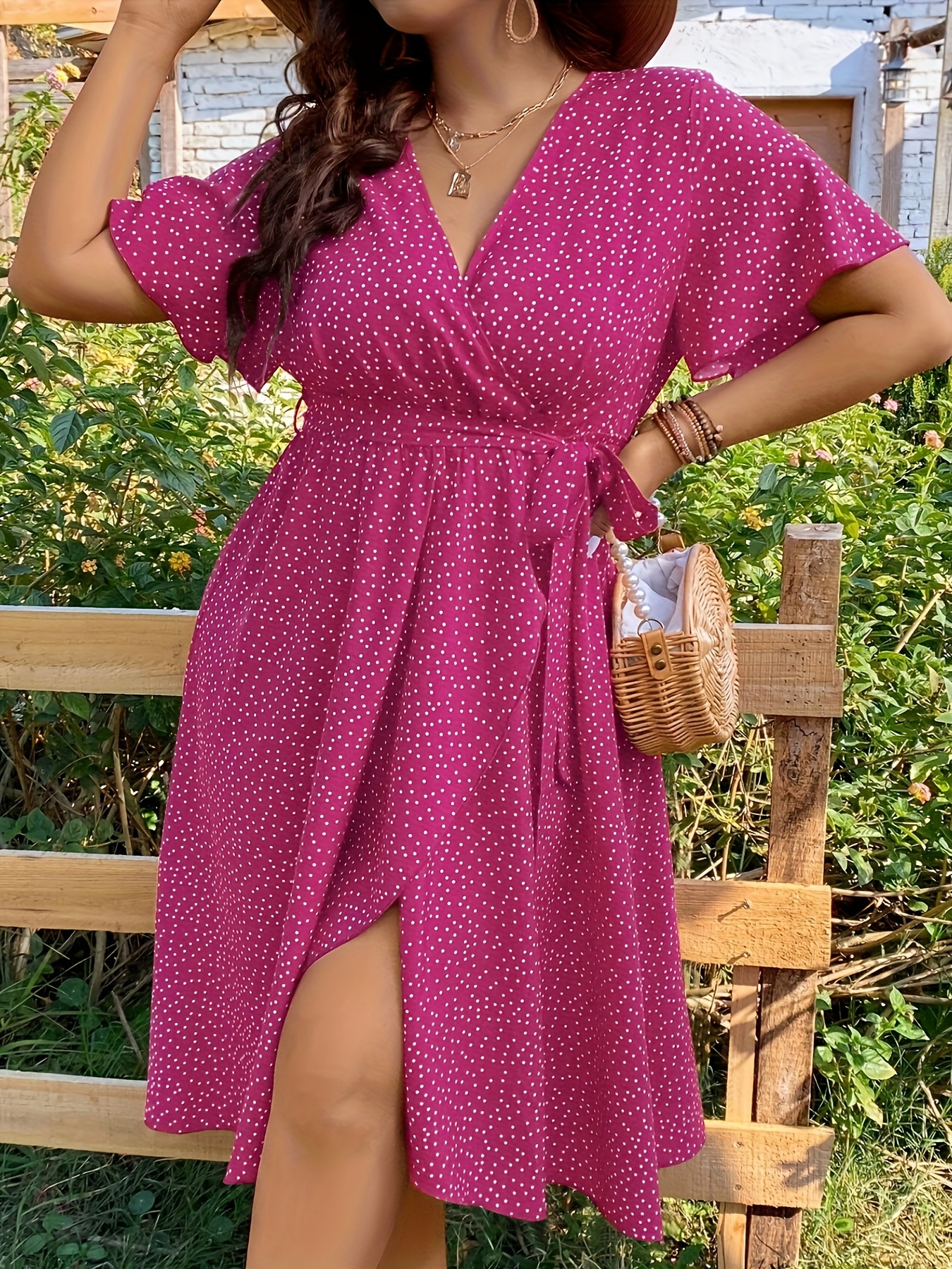 plus size plus size new stylish plus size womens dress a v - Temu