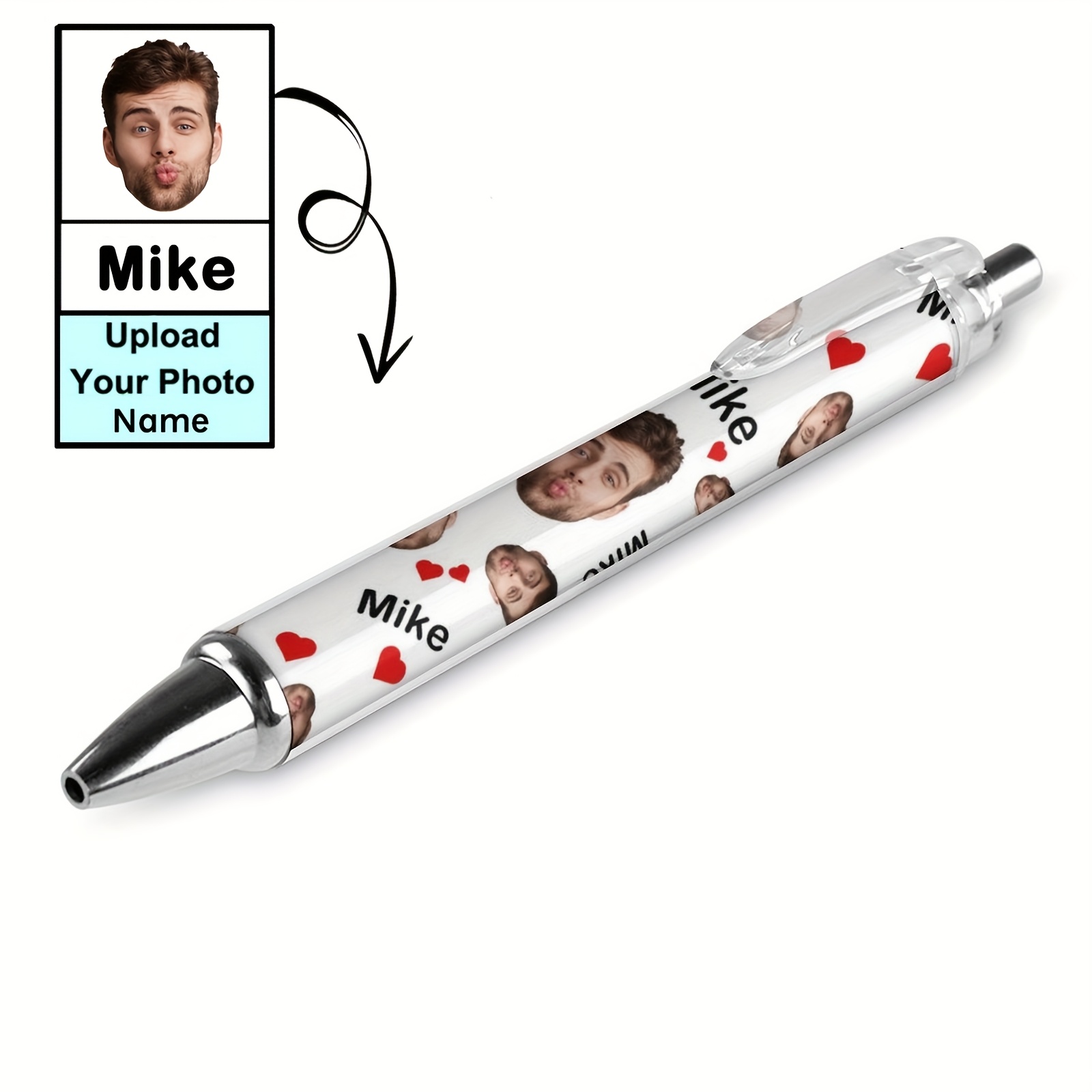 Image of Personalized Ball Pens With Photo/text, Custom Cute Ballpoint Pen Retractable Writing Ball Pens Office Supplies Gifts For Women Men, Work Pens, Perfect Back To School Graduation Gift