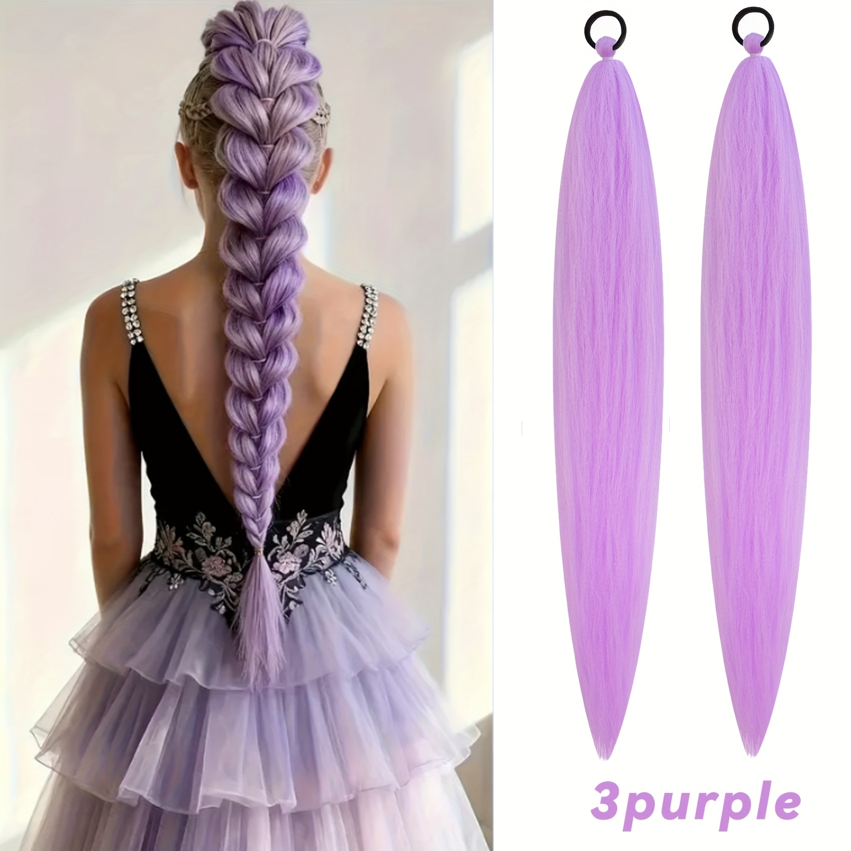 TEMU 2pcs Cheveux Tressés Pré-Étirés Extensions de Cheveux Tressés Cheveux Fixation à Chaude Cheveux Synthétiques Cheveux Tressés Colorés Cheveux au