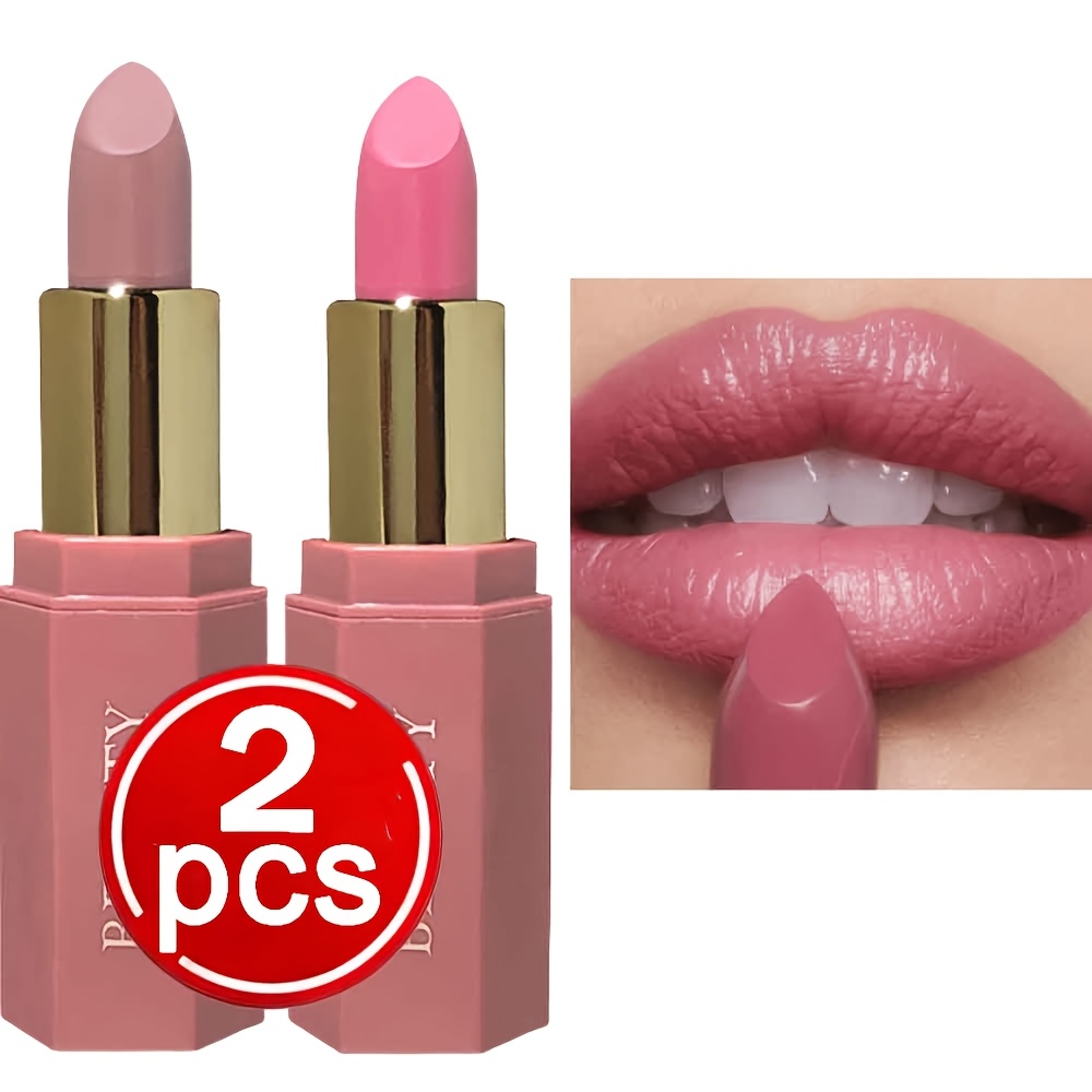 Image of Matte Crayon Lipstick, 2pcs Total, Buy 1 Get 1, High Long-lasting Lip Makeup, Creamy Non-smudge , Portable Kit For Daily & Party