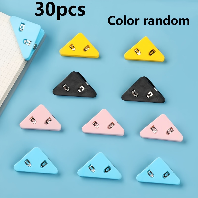 TEMU 30 Triangular File Folders - Durable Pp Material, Page Clips, Reinforced With Metal, Office Supplies In Multiple Colors (colors At Random)