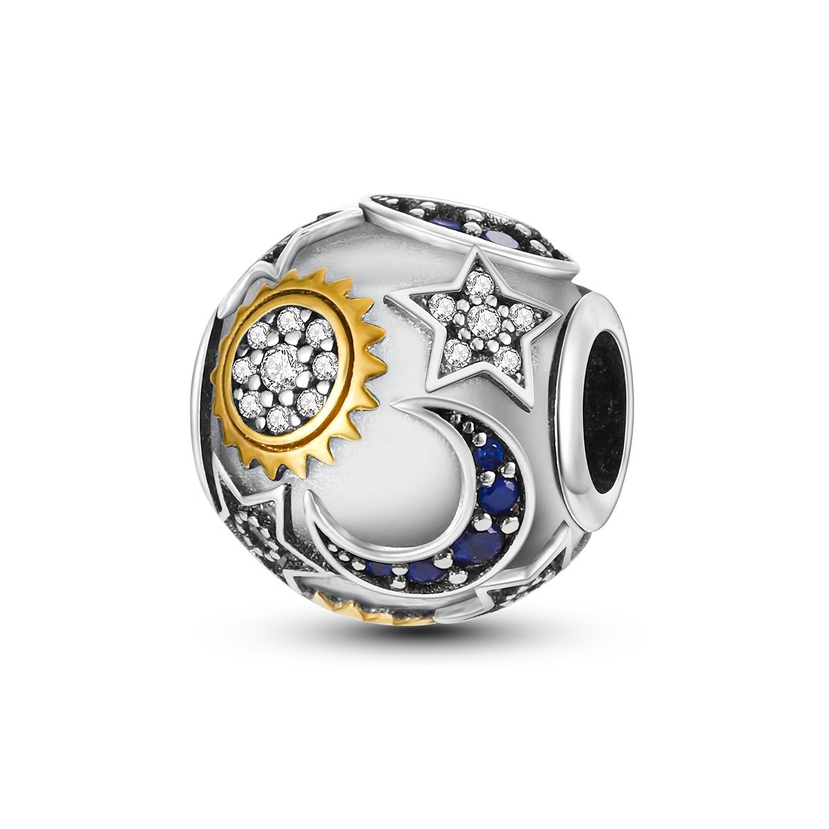 TEMU 1 pièce Perles à breloques couleur argentée pour femme, design original « , et les Étoiles perlés », fabriqué en DIY, convient pour bracelet et