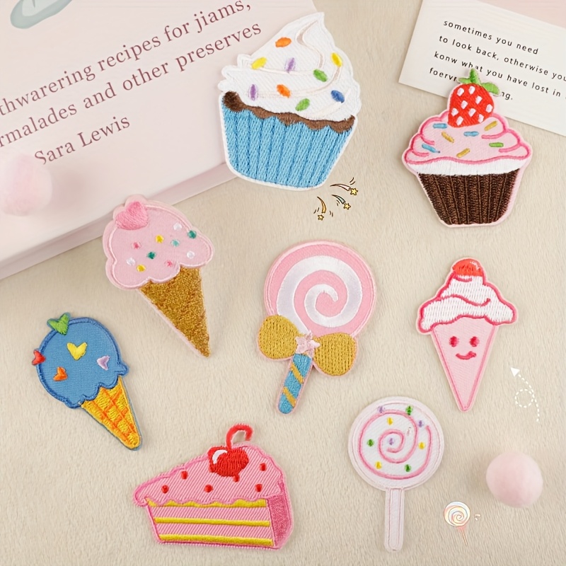 E-shop 8 Stück Eiscreme Süßigkeiten Mode Deko Taschenpatch Accessoire Stoffaufkleber