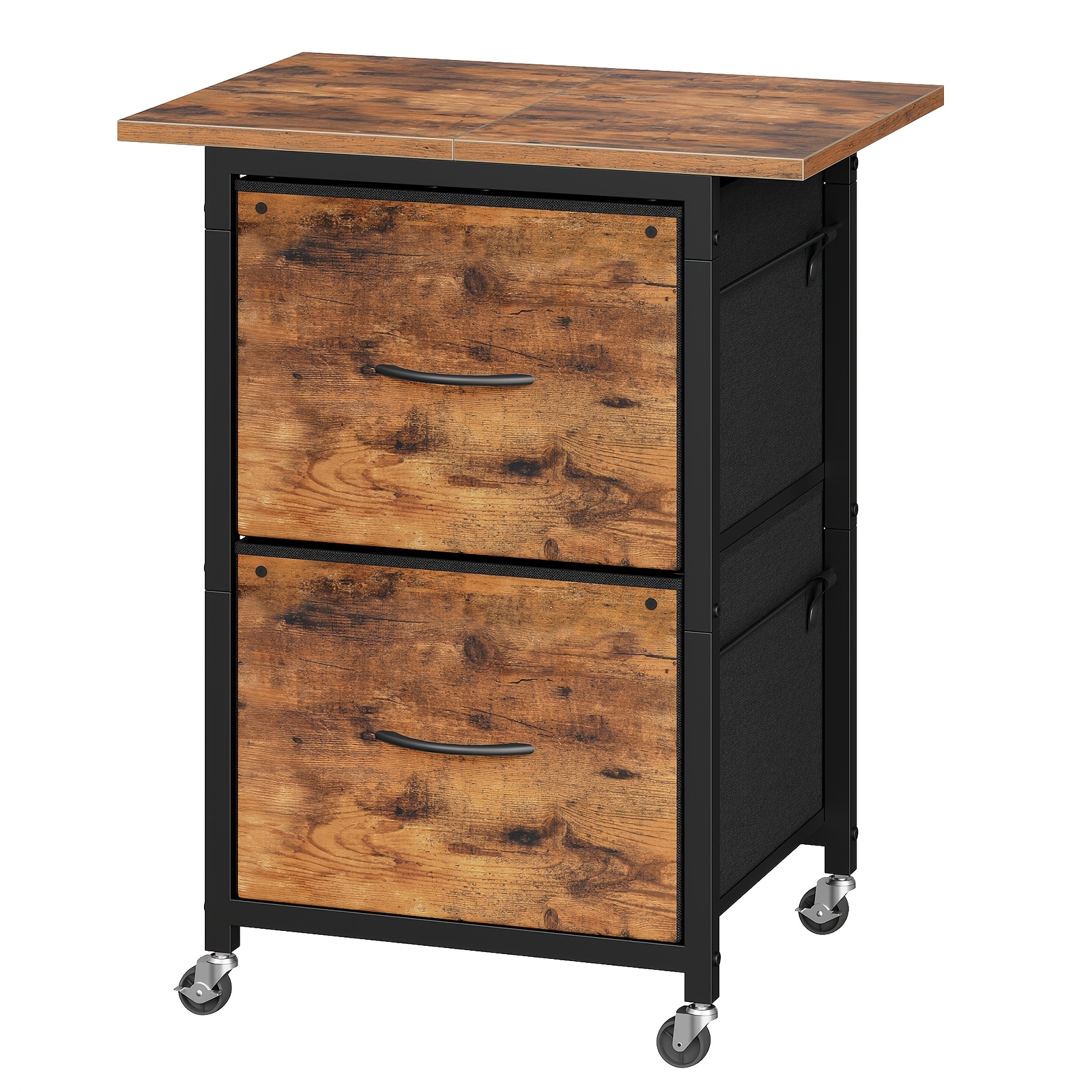 Rolling File Cabinet - , 2 Drawers With Hanging Folders, Dimensions 21.2" X 15.6" X 27.4", Suitable For Office Storage