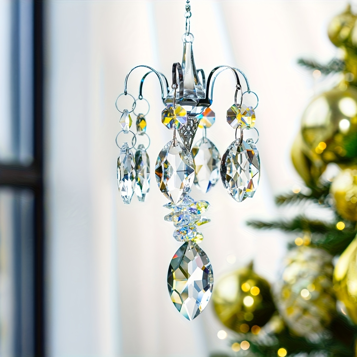 crystal bead chandelier branch   hanging ornament prism rainbow manufacturer suitable for home garden car anniversary gift party gift christmas   gift for any occasion details 2