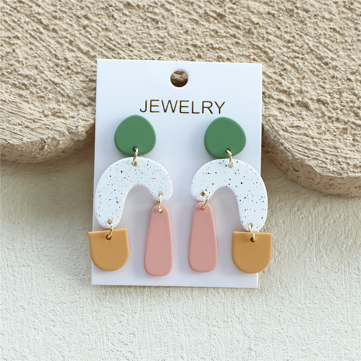 TEMU 1 Paire de Boucles d'Oreilles Acryliques pour Femmes à Imprimé Sprinkle, Design INS Space, Tendance , Bloc de Couleurs avec Texture