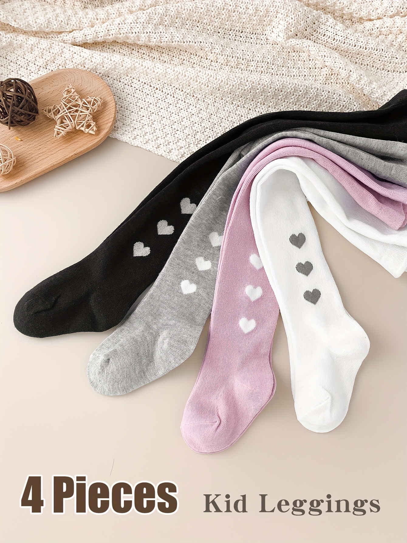 4 stuks Baby Meisjes Elastische Taille Panty's - Zacht, Rekbaar, Comfortabele Pasvorm voor de Hele Dag, Effen Kleuren (, Roze, ), Halve Taille Lengte, Niet-Bindende Pasvorm