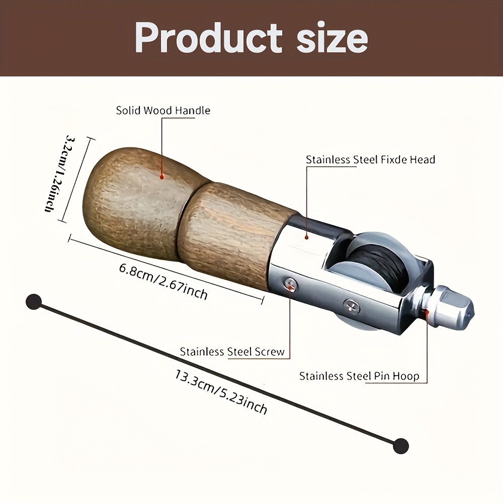 TEMU 1pc Heavy Duty Sewing Awl Kit For Leather Repair | Speedy With Wood Handle & Stainless Steel Needle | Diy Craft Tool For Fabric, Canvas, Bags