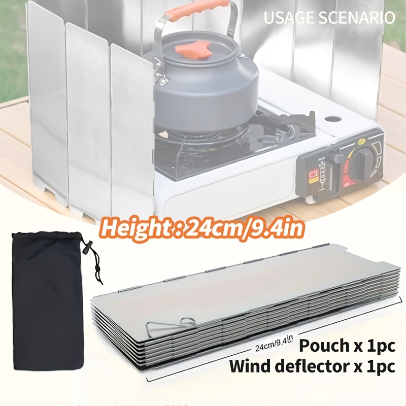 E-shop 2-teiliges Set: Tragbares windfestes Campingkocher-Set aus Aluminiumlegierung – 1x Windschutz + 1x Aufbewahrungstasche. Leicht langlebig,