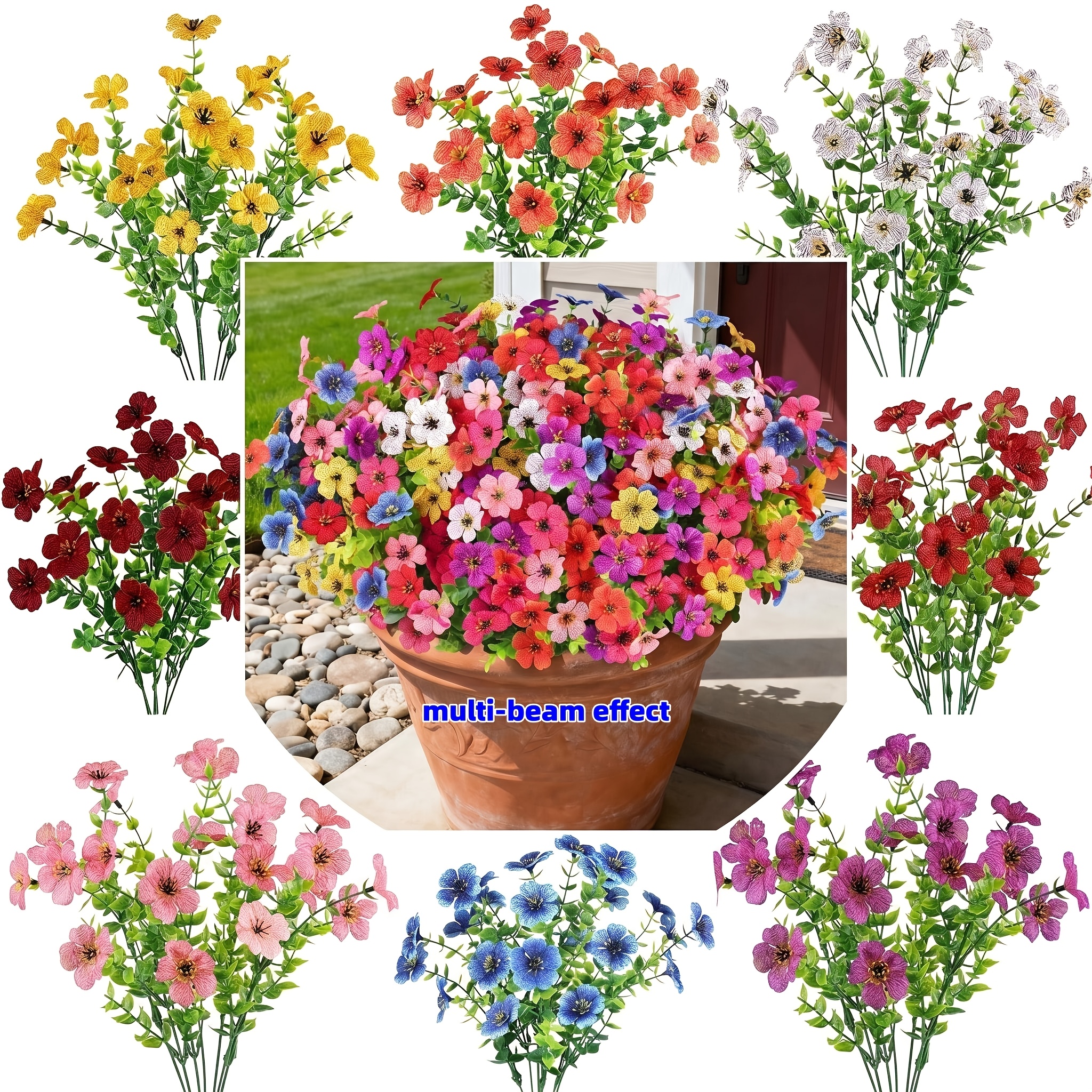 TEMU 114 Flowers = 38pcs Artificial Flowers For Outdoors, Realistic Fake Silk Flowers For Outside, Uv Resistant Faux Plants For Outdoor Planters,