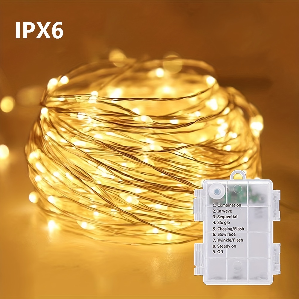 

Waterproof Copper Wire Fairy Lights With 8 - Battery Operated, Rust-proof For Indoor/outdoor Decor, Patio, Garden, Christmas - Warm/white/