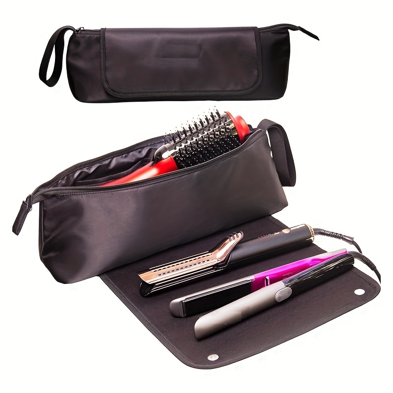 

Large Capacity Hair Tools Travel Bag Heat Resistant Mat For Flat Irons, Curling Iron, Hot Air Brushes, Hair Dryer And Care Accessories, Portable Hot Tool Mat Bag 2 In 1