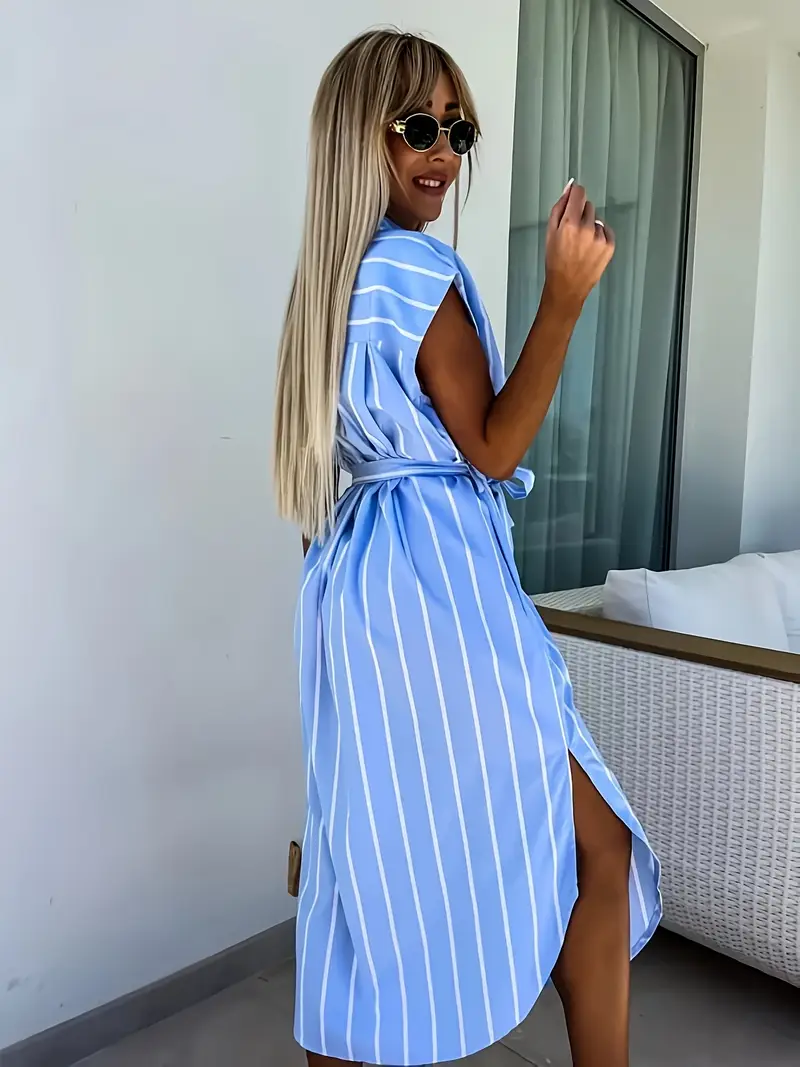 shirt sleeveless stripe dress Bcbg Women's Sleeveless Stripe Shirt Dress