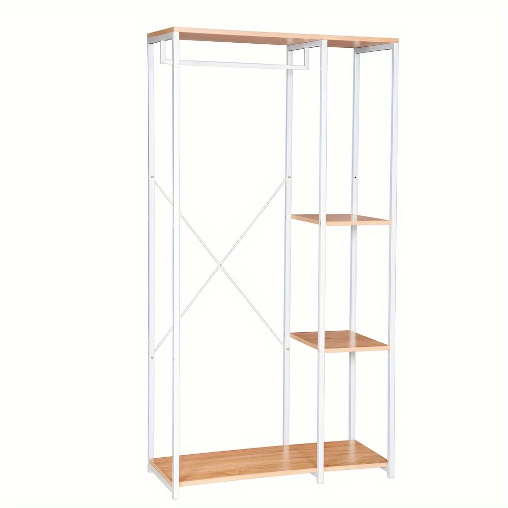 1pc Clothes Rack Organized Coat Rack Laundry Rack Open Wardrobe With 4 Shelves For Bedroom Hallway