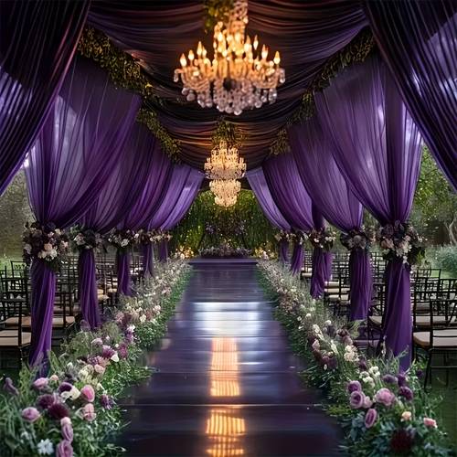 1 roll deep purple tulle fabric suitable for wedding decorations party backdrops photography roll 26x4900cm pre cut sheeting hand washable solid color tulle ribbon for crafts luxurious home decor