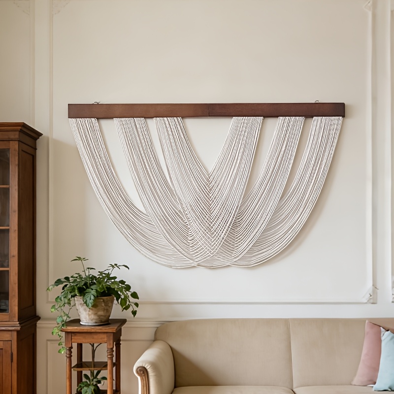 E-shop 1 Stück Großes Makramee-Wandbild | Minimalistische Wanddekoration, Farbenfrohe Boho-Wandkunst, Bohemian Einweihungsgeschenk, Kopfteil, Stoff,