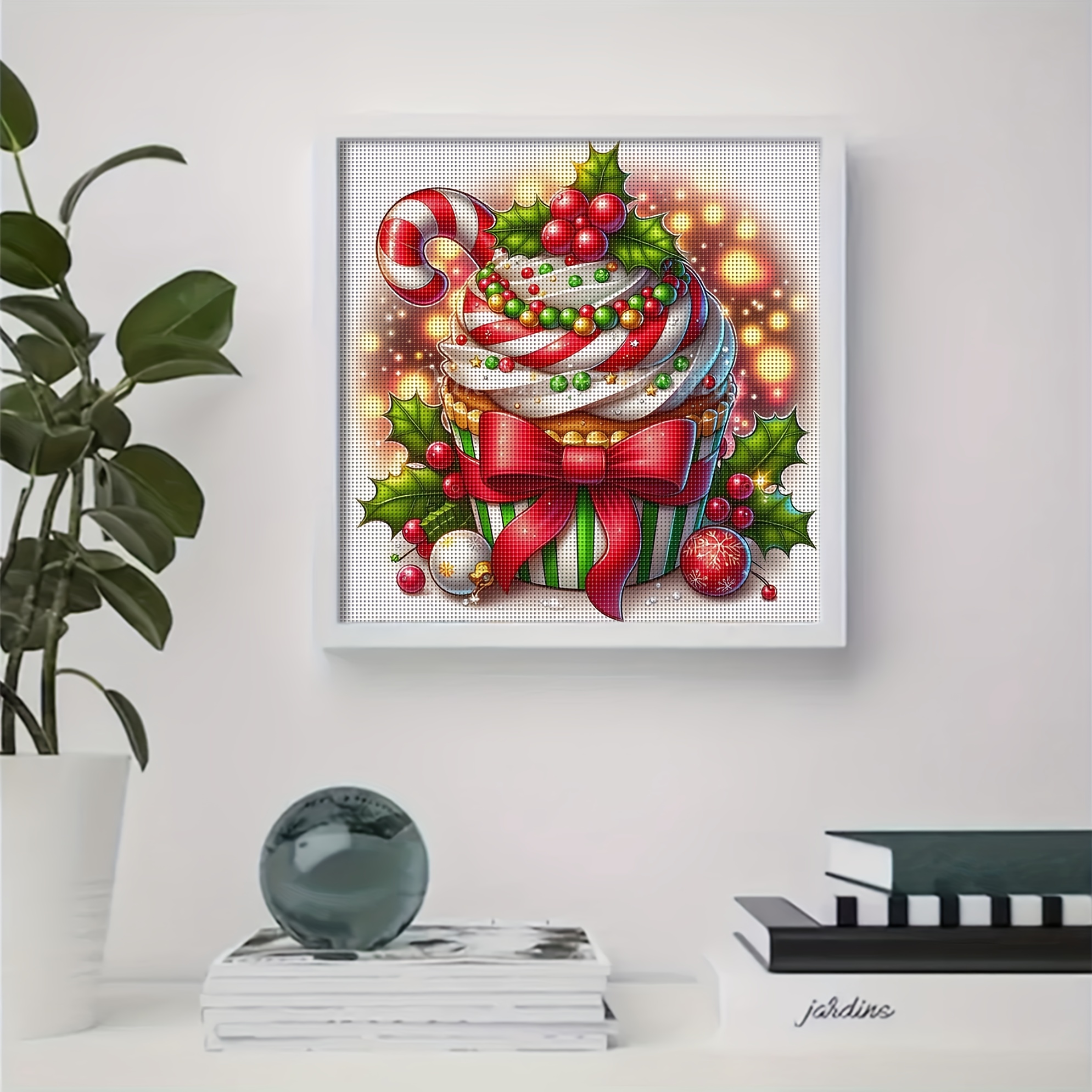 TEMU 1 Set - Christmas Cake Themed Cross- Painting Kit, Diy Art Needlework Embroidery Supplies, 11ct Cross- Embroidery Decorative Painting,
