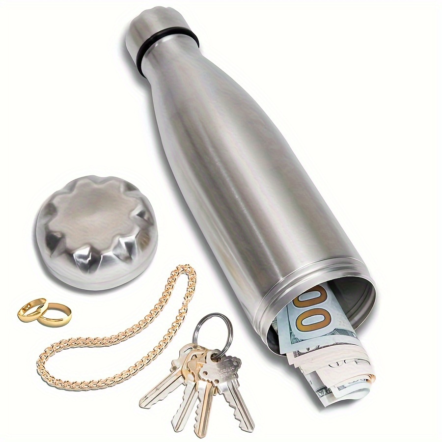 

1pc Diversion Water Bottle Can, Safe Stainless Steel Box With Hiding Spot For Money Key Jewelry, Travel Supplies