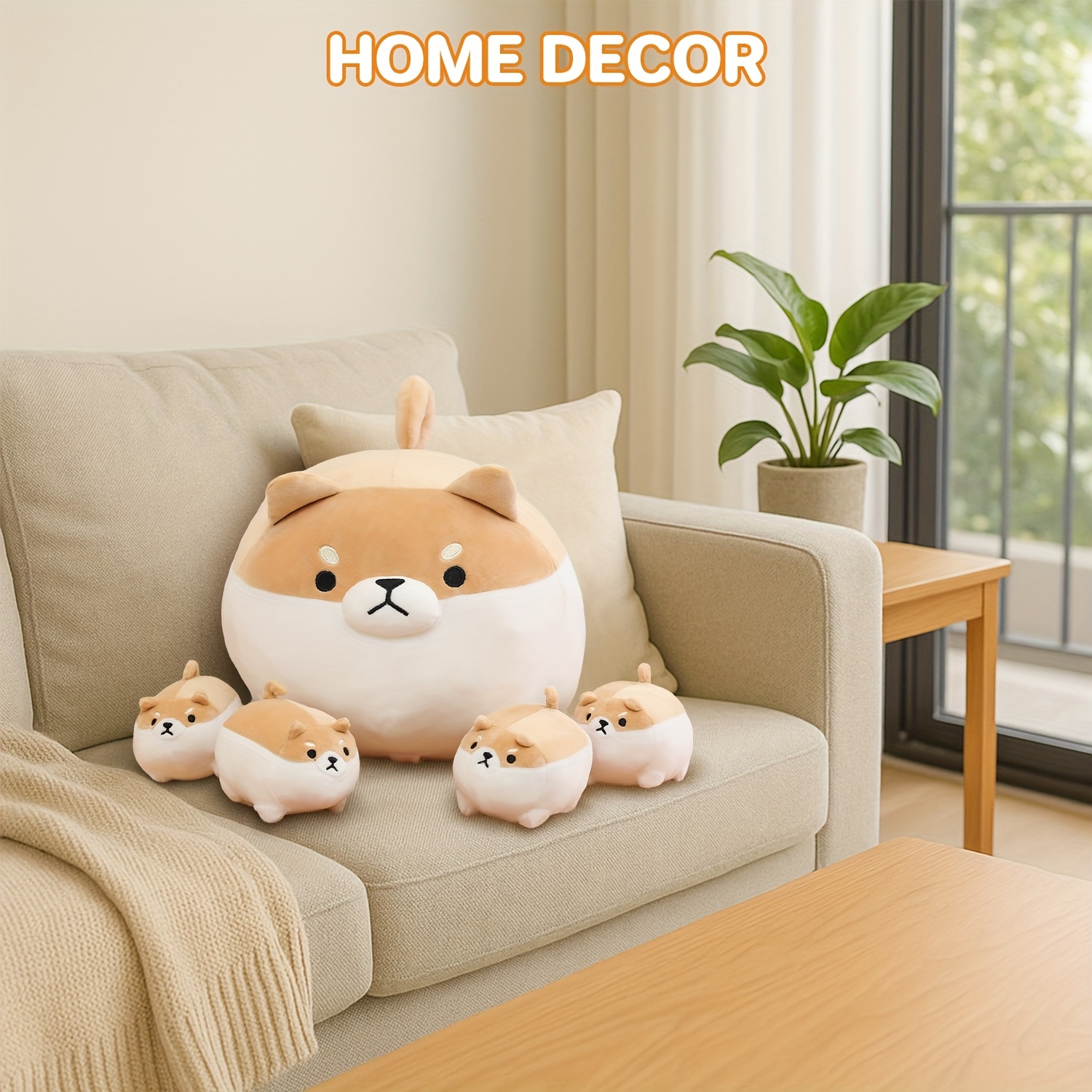 Cute Shiba Inu Plush Toy, Kawaii Soft Stuffed Dog Pillow for Kids And Adults, Squishy Animal Plushie for Home Decor, Cozy Throw Pillow, Adorable Birthday Gift for Girls And Boys