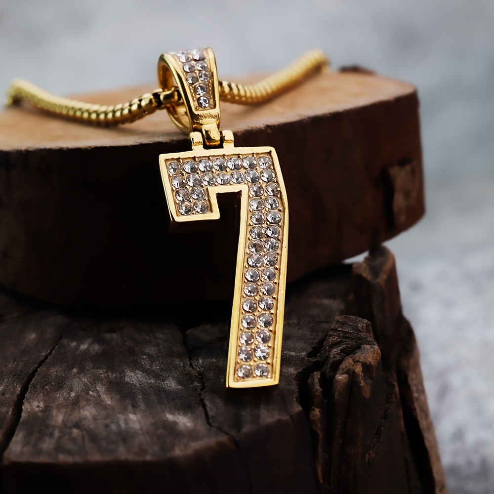 1pc stainless steel golden arabic number mens pendant necklace suitable for men and women details 1