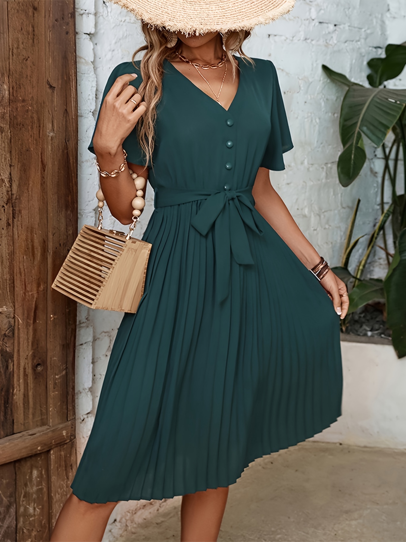 Pleated Dress Women - Temu