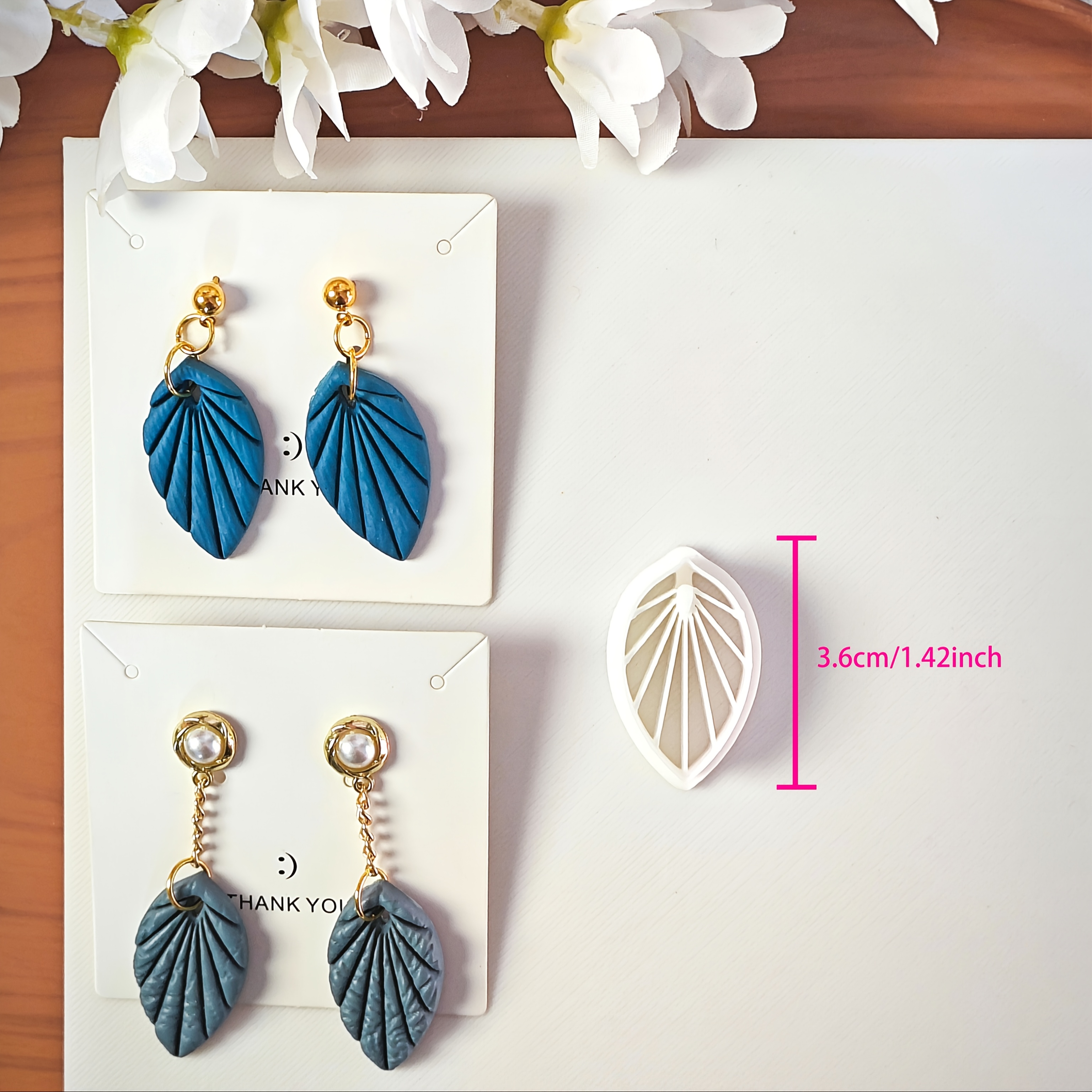 E-shop Polymer-Klay- im Bohemian-Stil mit Blattmuster, kreatives geometrisches Form-Schmuckherstellungsset aus Kunststoff - Klay-Schneiderform