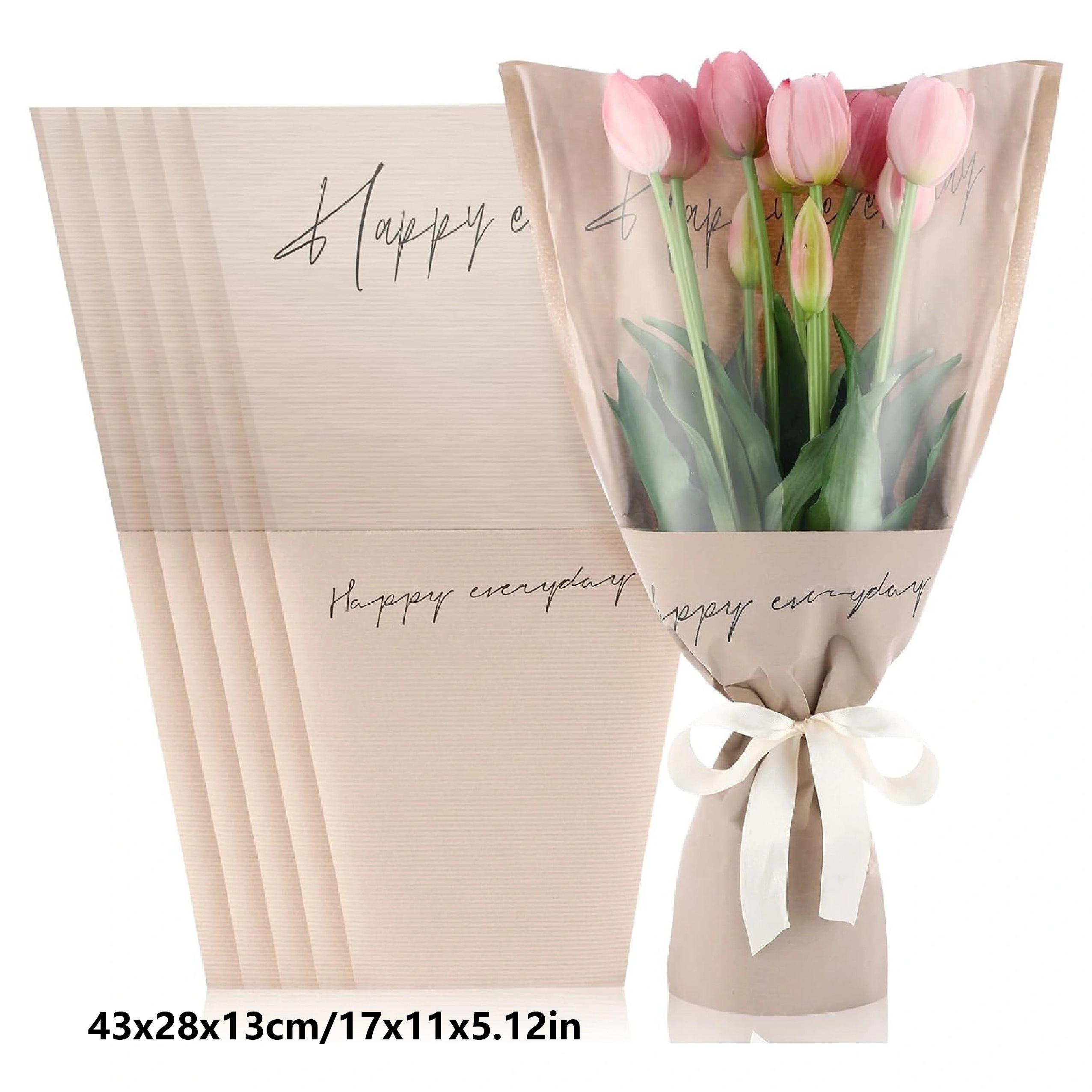 Image of 10pcs Paper Flower Wrappers, Bouquet Sleeve Wrappers For Wedding Birthday Valentine's Day Gifts