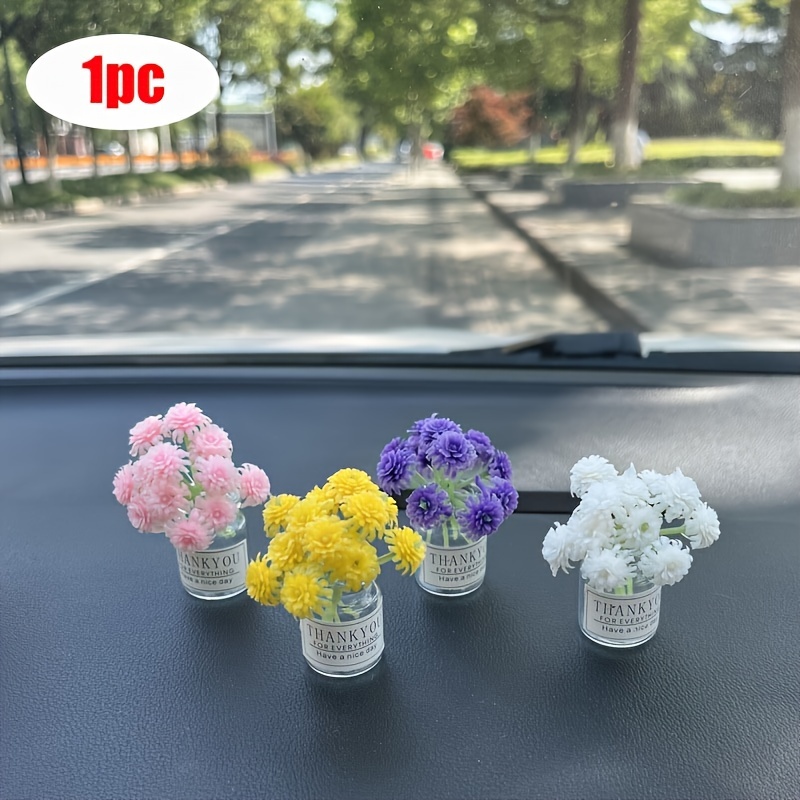 

1pc Dashboard Mini Flower Vase Ornament With Faux - Abs Material Interior Decoration Unique Charm Center Console Floral Accessory