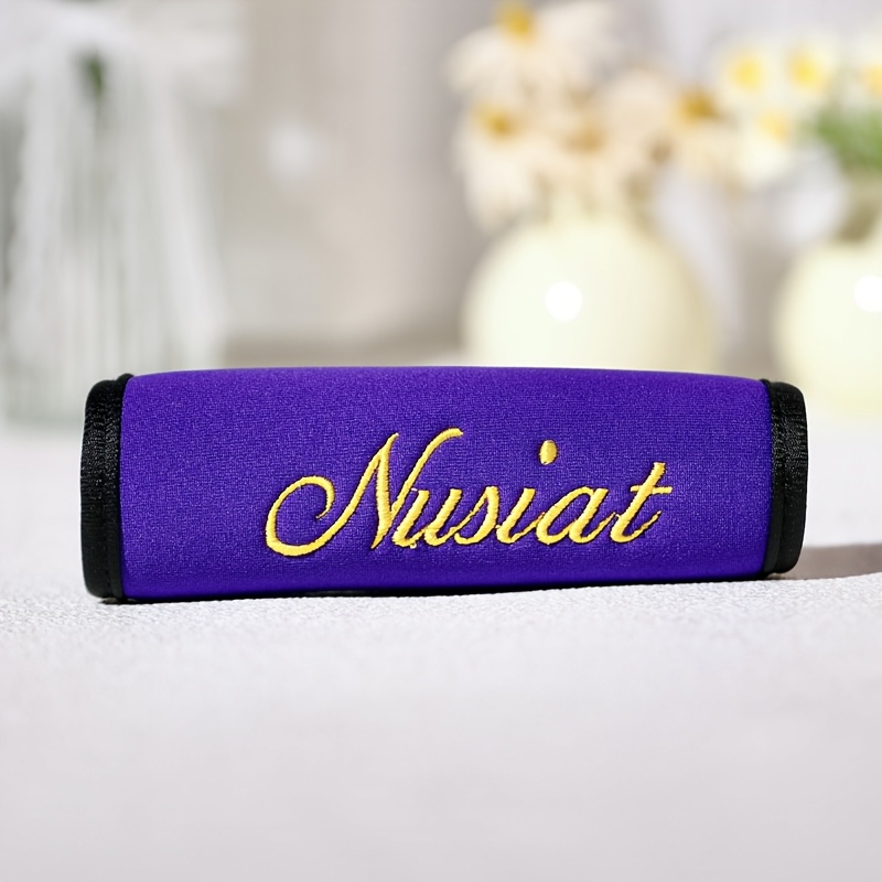 TEMU 1 Custom Embroidered Luggage Handle Wrap A Stylish Luggage Accessory Featuring A Soft, Comfortable Design. Reusable And Durable, This Foldable
