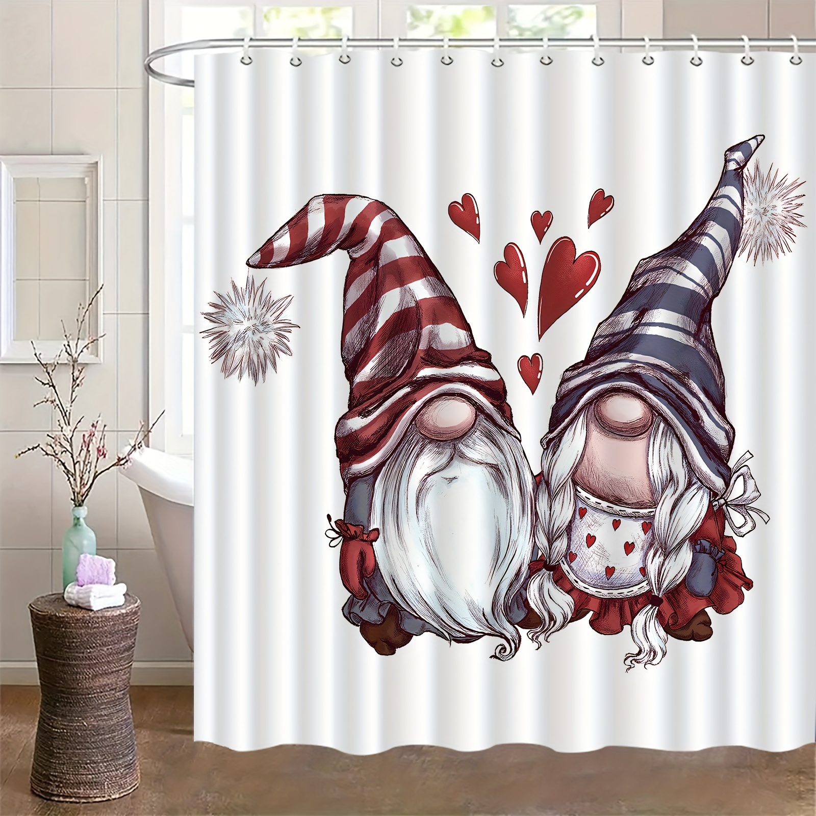 

Christmas Shower Curtain - Waterproof, Machine Washable Bathroom Decor With Hooks Included, Bathroom Decor And Accessories