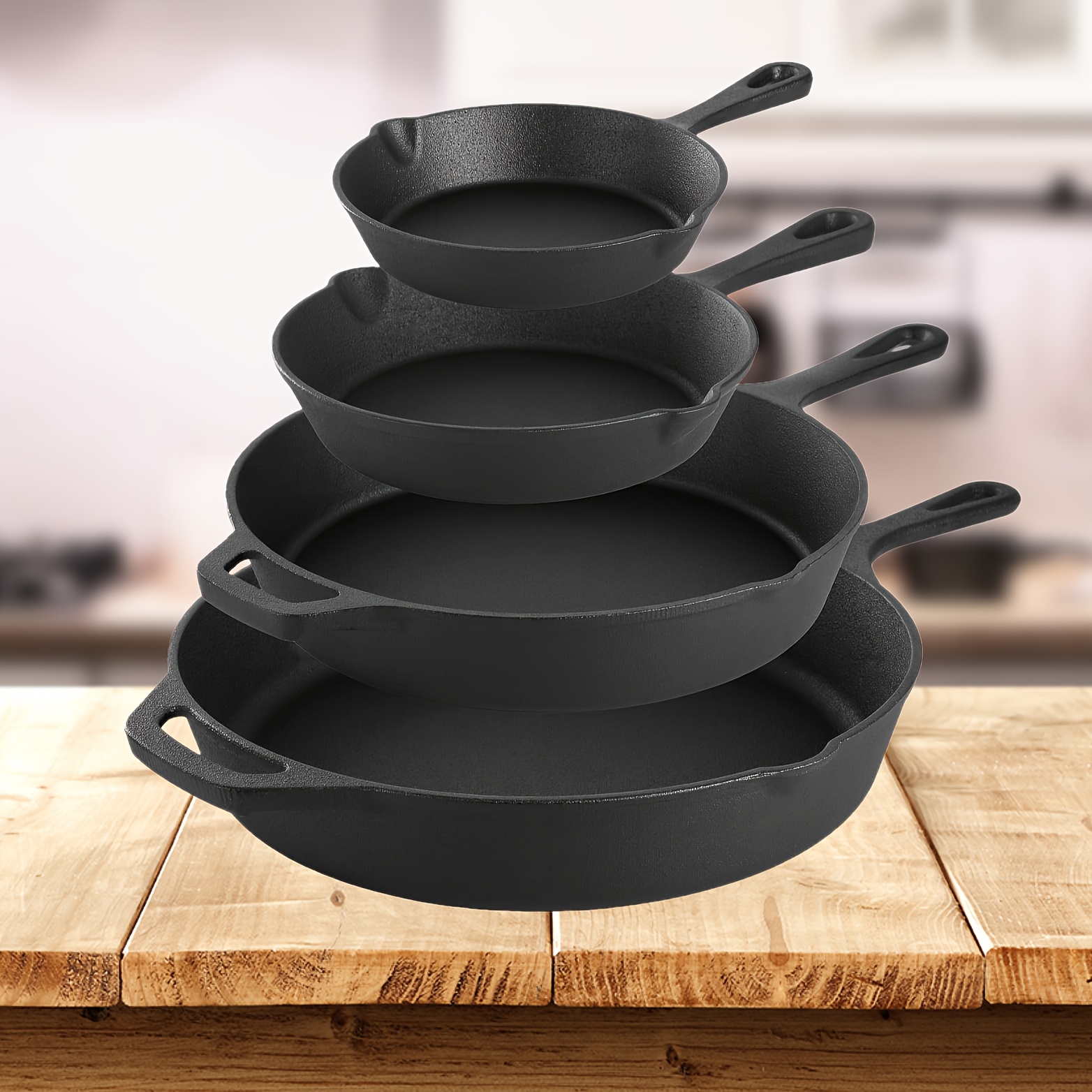 4pcs Cast Set, Cast , Frying Pan, , Multi-stovetop Use